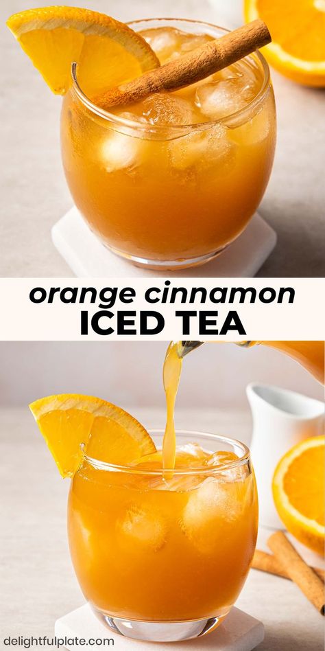 Summer Iced Tea, Makanan Rendah Kalori, Tea Drink Recipes, Drink Recipes Nonalcoholic, Cinnamon Tea, Orange Tea, Iced Tea Recipes, Homemade Drinks, Mixed Drinks Recipes