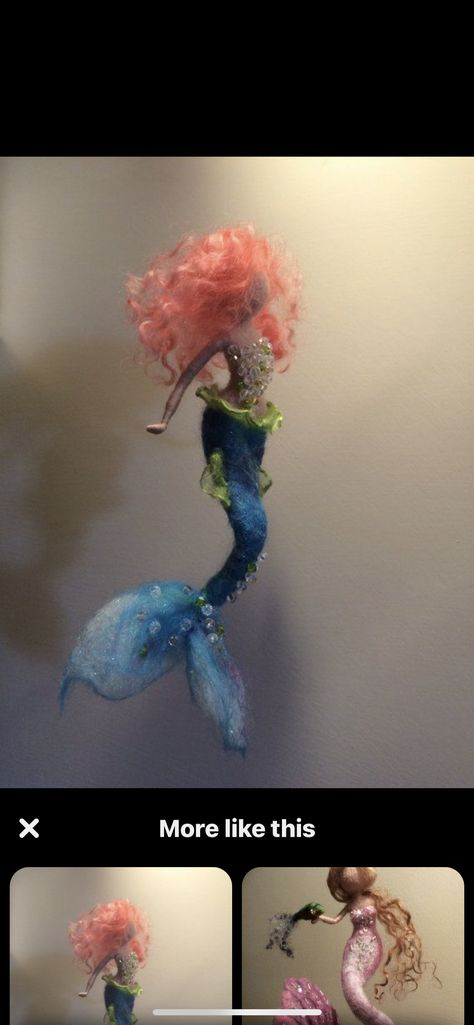 Felted Mermaid, Sea Mermaid, Bendy Doll, Felt Fairy, Cute Mermaid, Mermaid Dolls, Needle Felting Projects, Children Room, Flower Fairies