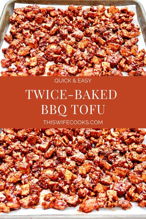 Bite-size-pieces of tofu seasoned and baked with a blend of smoky spices get taken a step further with an added layer of BBQ sauce. A second round in the oven results in sticky sweet and perfectly caramelized BBQ tofu. Tofu Crumbles Recipes, Tofu Recipes For Beginners, Barbecue Tofu Recipes, Bbq Tofu Sandwich, Best Tofu, Tofu Recipes Healthy, Tofu Marinade, Bbq Tofu, Tofu Recipes Vegan