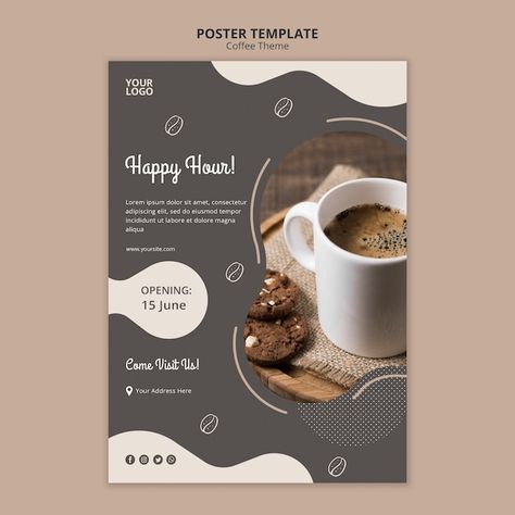 Coffee shop concept poster template Free... | Free Psd #Freepik #freepsd #coffee-template #coffee-poster #coffee #bean-coffee Coffee Shop Flyer, Coffee Shop Business Card, Coffee Poster Design, Coffee Shop Concept, Coffee Shop Menu, Concept Poster, Cafe Posters, Coffee Shop Business, Poster Template Free