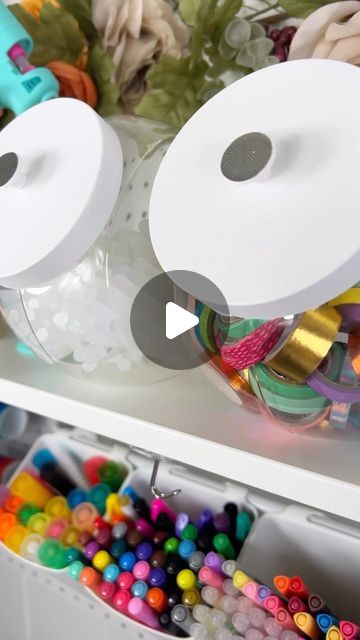 Perla Martinez on Instagram: "Throwback to when I spotted these Candy Jars at the Dollar Tree!! 🌳I gave them a quick makeover to store craft supplies inside. They fit perfectly on my pegboard shelves and still love to use them to organize!! 😊
•
•
•
#dollartreediy #dollartreefinds #dollartreecrafts #dollartree #dollartreediyprojects #manualidades #dollartreecommunity #diyproject #DIY #craft #organization #manualidades #craftroom #cricut #cricutmade #cricutproject #cricutcrafts #craftroomorganization #diyholic" Dollar Tree Candy Jar Organization, Diy Craft Organization, Pegboard Shelves, Dollar Store Diy Organization, Dollar Tree Finds, Craft Room Organization, Dollar Tree Crafts, Craft Organization, Peg Board