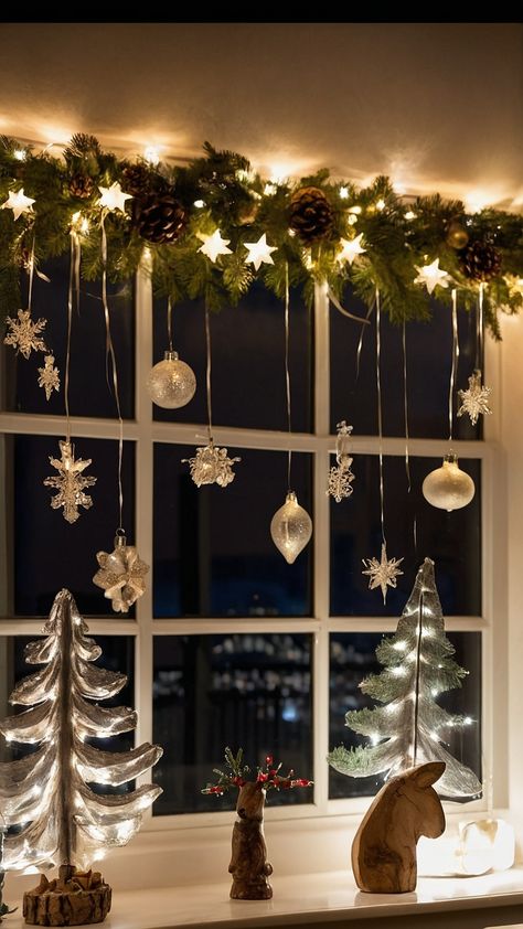 Explore stunning indoor Christmas decorations for your living room with these easy DIY ideas From large apartments to simple cheap and small houses discover effortless ways to decorate your home this holiday season Enhance your hallway kitchen and windows with creative and festive decor Christmas Living Room Window Decor, Simple Cheap Christmas Decor, Last Minute Christmas Decorations, Budget Christmas Decorations, Living Room Window Decor, Easy Diy Ideas, Christmas Decorations Cheap, Minimal Christmas, Christmas Decoration Ideas