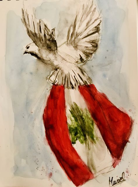 Arab Spring Art, Peace For Lebanon, Lebanon Flag Art, Freedom Art Drawings, Lebanese Paintings, Lebanon Drawing, Lebanon Revolution, Lebanon Painting, Lebanon Drawing Ideas