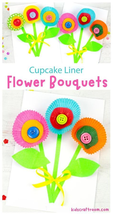 Flower Crafts Preschool, Cupcake Liner Crafts, Cupcake Liner Flowers, Flower Crafts Kids, Paper Flower Centerpieces, Easy Mother's Day Crafts, April Crafts, Kids Craft Room, K Crafts