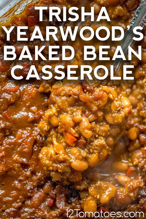 Trisha Yearwood’s Baked Bean Casserole Trisha Yearwood's Baked Bean Casserole, Trisha Yearwood Baked Bean Casserole, Pork And Beans Casserole, Pork And Bean Casserole, Baked Beans With Beef, Bean Bake Casserole, Baked Bean Casserole Recipes, Ground Beef And Baked Beans, Hamburger Baked Beans Recipes