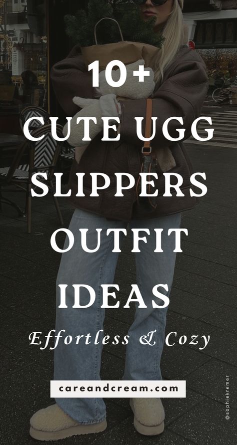 Wondering how to style UGG slippers this winter? Discover 10+ UGGs outfit ideas you’ll love! From UGG Tasman slippers outfit ideas to UGG Tazz slippers outfit ideas, we’ve got tips on how to wear them for comfy, cute cold weather outfits. Perfect for casual winter days, these UGG slippers outfits are a must-see! Winter outfits, cute outfits with UGG slippers. Ugg Slippers Outfit Winter, Tazz Slippers Outfit, Style Ugg Slippers, Ugg Slippers Outfits, Ugg Outfits Winter, Ugg Tazz Slippers Outfit, Outfits With Ugg Slippers, Slouch Socks Outfit, Outfits With Ugg