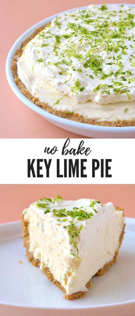 The most AMAZING No Bake Key Lime Pie with a gorgeous lime cheesecake filling and a crunchy cookie crust. It's easy, quick and oh-so-delicious. Recipe from sweetestmenu.com #pie #cheesecake #lime #nobake #dessert Lime Dessert Recipes, No Bake Key Lime Pie, No Bake Key Lime, Nobake Dessert, Lime Desserts, Kek Lapis, Easy Dessert Recipes Quick, Keylime Pie Recipe, Pie Cheesecake