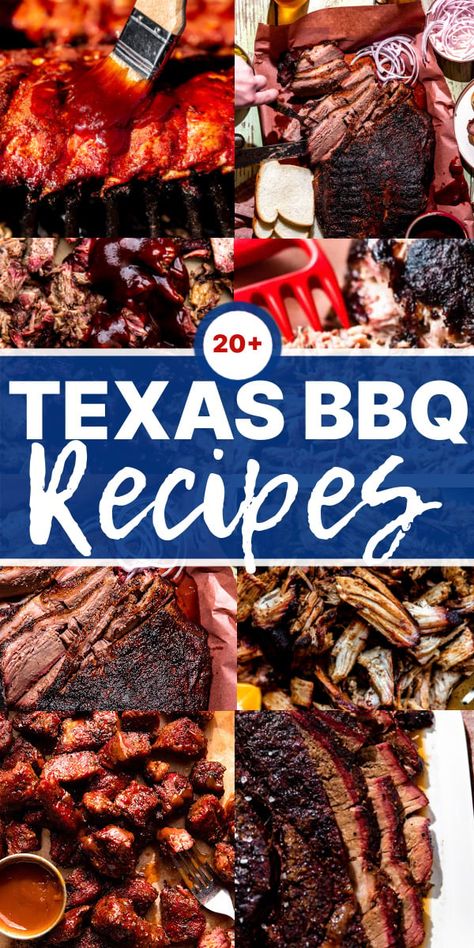 Get ready to fire up the smoker or grill and indulge in some of the best Texas BBQ recipes! From brisket to ribs, the state of Texas has perfected the art of slow-cooked meats bursting with flavor. Whether you’re a seasoned pitmaster or a beginner grill enthusiast, these recipes will satisfy your craving for deliciously smoky and savory dishes. Bbq Meat Recipes Barbecue, Texas Bbq Platter, Bbq Meat Recipes, Sunday Bbq Ideas, Texas Bbq Sides, Bbq Pit Recipes, Texas Bbq Recipes, Bbq Ideas Food, Bbq Dinner Ideas