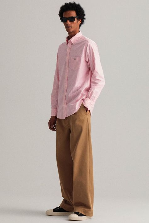 Light Pink Pants Outfit Men, Pink And Brown Outfit Men, Light Pink Shirt Outfit Men, Pink Shirt Brown Pants, Light Brown Pants Outfit Men, Light Brown Trousers Outfit, Light Brown Pants Outfit, Pink Brown Outfit, Light Pink Shirt Outfit