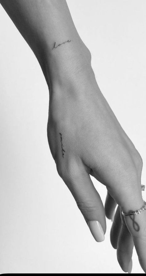 Delicate Women Tattoos, Tiny Dainty Tattoos For Women, Inshallah Tattoo, First Tatoos Idea Women, Tiny Ankle Tattoos For Women, Letter Tattoo On Hand, Dainty Tattoos For Women Unique, Love Small Tattoo, Small Tattoo Symbols