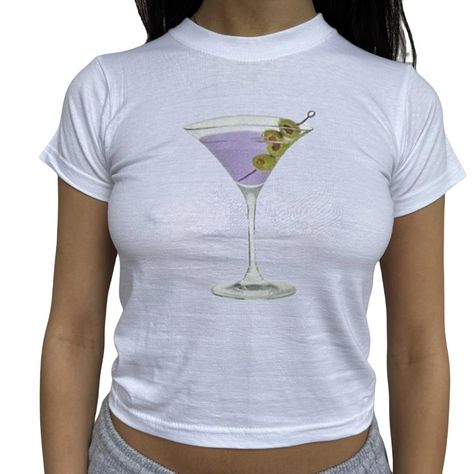 Bauchfreies Top, Bow Print, Glass Print, Y2k Clothes, Baby T Shirts, Self Design, Bow Design, Print Crop Tops, Baby Tee