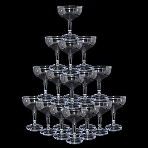 KYAPCK 30 Pcs 5oz Plastic Champagne Coupe Glasses Glasses For Wedding, Wine Tower, Cocktail Cup, Champagne Coupe Glasses, Champagne Tower, Glasses Clear, Margarita Glasses, Plastic Glasses, Martini Glasses