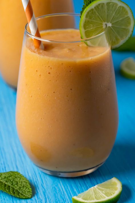 This papaya smoothie is fresh and delicious, made with papaya and frozen bananas for an ultra creamy ice-cold shake. Perfect for breakfast! | lovingitvegan.com Banana Shake Recipe, Papaya Recipes, Reflux Recipes, Papaya Smoothie, Plant Based Diet Meal Plan, Smoothie Recipes With Yogurt, Almond Smoothie, Acid Reflux Recipes, Banana Shake