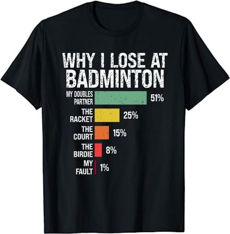 Why I Lose At Badminton - Badminton Tournament Apparel. From casual matches to intense tournaments, our badminton player apparel is a must-have for any dedicated player. Step up your game and showcase your passion for badminton with our fantastic apparel today! You've now found the staple t-shirt of your wardrobe. It's made of 100% ring-spun cotton and is soft and comfy. The double stitching on the neckline and sleeves add more durability to what is sure to be a favorite!   * 100% ring-spun cotton * Sport Grey is 90% ring-spun cotton, 10% polyester * Dark Heather is 65% polyester, 35% cotton * 4.5 oz/yd² (153 g/m²) * Shoulder-to-shoulder taping * Quarter-turned to avoid crease down the center * Blank product sourced from Bangladesh, Nicaragua, Honduras, Dominican Republic, Haiti or Guatema Badminton Funny, Funny Excuses, Badminton Photos, Badminton Tournament, Badminton T Shirts, Badminton Shirt, Markers Drawing Ideas, Badminton Player, Picsart Tutorial