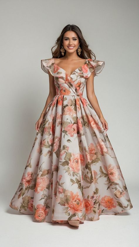 Discover the allure of an elegant floral dress that exudes timeless class and sophistication Available in long classy midi long sleeve long wedding long summer long evening long formal styles perfect for wedding guests and classy chic outfits Whether you prefer short or long these women's outfits will elevate any occasion with a touch of elegance Floral Dress Styles, Floral Dress Ideas, Classy Chic Outfits, Elegant Floral Dress, Chic Outfits Classy, Pretty Floral Dress, Plus Zise, Floral Frocks, Dinner Dresses