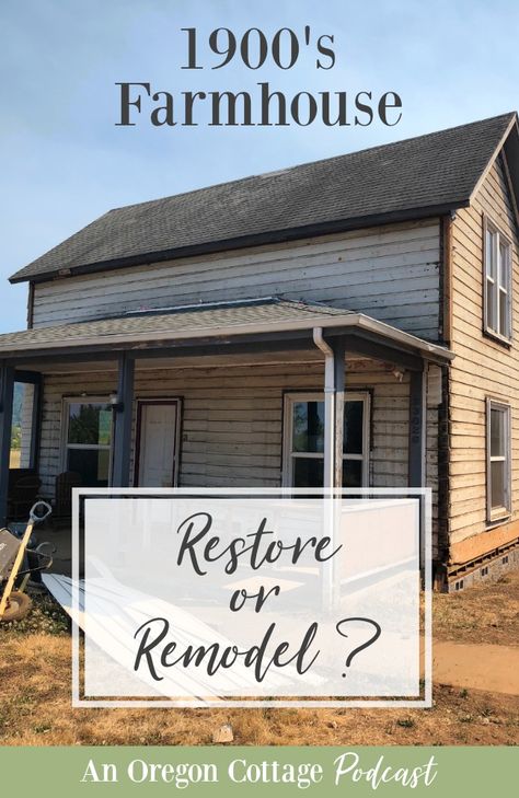 In this episode we discuss our goals with our farmhouse fixer - to restore or remodel - and what we've found so far that has surprised us. Siding plants and zucchini recipes round out the show - come and join us! #podcasts #podcasting #farmhouse #farmhousefixer #oldhouses #anoregoncottage Ranch House To Farmhouse Remodel, Addition To Old Farmhouse, Restore Old Farmhouse, Remodel Old Farmhouse, Historic Farmhouse Renovation, Old Farmhouse Restoration, Farmhouse Restoration Before And After, Renovating Old Farmhouse, 1900 Farmhouse Exterior