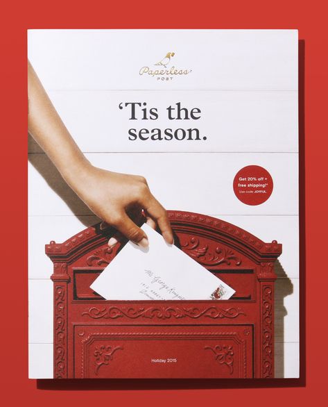 Paperless Post 2015 Holiday Catalog - Fonts In Use Holiday Magazine Covers, Holiday Magazine, Holiday Emails, Christmas Campaign, Holiday Campaign, Catalog Cover, Print Collateral, Feed Ig, Christmas Stationery