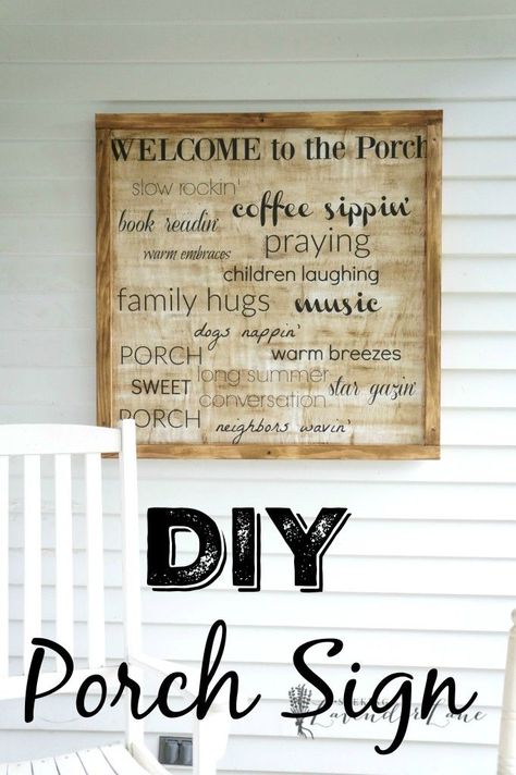 DIY Porch Sign Curb Appeal Blog Hop Week 2 Diy Wooden Sign, Seeking Lavender Lane, Wal Art, Wooden Signs Diy, Diy Porch, Summer Porch, Rustic Wooden Sign, Woodworking For Kids, Diy Projects For Kids