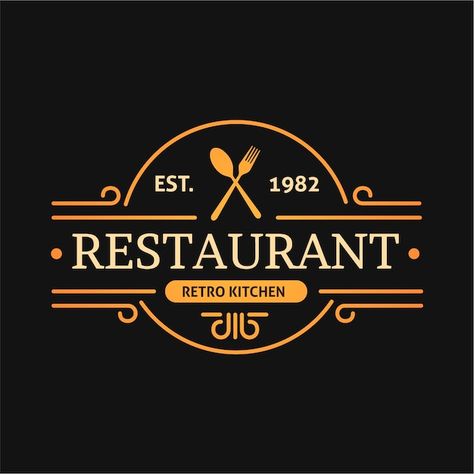 Kitchen Design Restaurant, Restaurant Logo Ideas, Retro Kitchen Design, Menu Logo, Eat Logo, Sushi Logo, Royal Logo, Type Logo, Food Logo Design