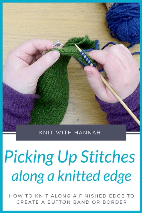 Picking Up Stitches Along A Knitted Edge - Knit With Hannah Kfb In Knitting, Cast Off Knitting, Knitting Symbols, Types Of Knitting Stitches, Casting Off Knitting, Bind Off Knitting, Knitting Abbreviations, Advanced Knitting, Knitting Hacks