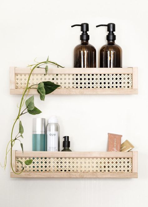 DIY Ikea Hacks Storage Cane Shelves Wall Cane Shelves, Ikea Hacks Storage, Ikea Hack Storage, Easy Ikea Hack, Ikea Hack Ideas, Ikea Shelves, Ikea Furniture Hacks, Wall Diy, Shelves Wall