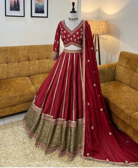 Attractive Designer Silk Lehenga Choli, Made to Order Indian Embroidery Work Lengha Choli With Dupatta For Women, Wedding Chania Choli by MantraLook on Etsy Plus Size Lehenga, Red Bridal Lehenga, Ghaghra Choli, Silk Lehenga Choli, Function Dresses, Lehenga Red, Wedding Lehenga Designs, Lehenga Designs Simple, Bridal Lehenga Collection