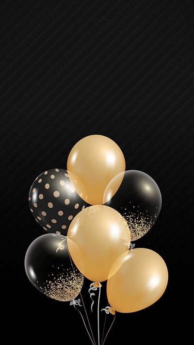 Black And Gold Balloons Background, Black And Gold Birthday Balloons, Black Birthday Background, Gold And Black Balloons, Ballon Dor, Golden Balloons, Balloon Png, Happy Birthday Black, Black And Gold Balloons