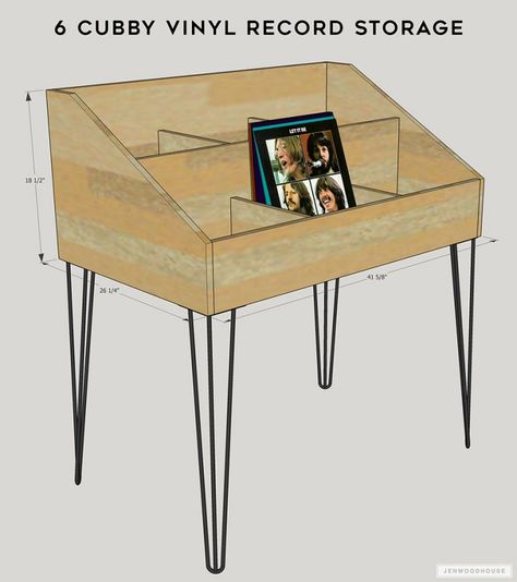 Project Plans for 6 Cubby Vinyl Record Storage Diy Vinyl Record, Vinyl Record Storage Diy, Lp Regal, Vinyl Record Furniture, Vinyl Record Cabinet, Record Album Storage, Lp Record Storage, Record Storage Cabinet, Bedroom Storage Cabinets