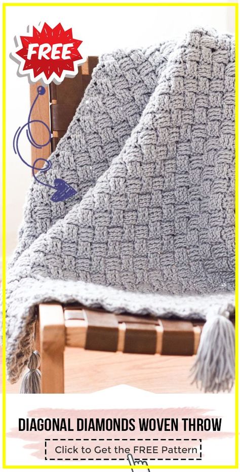 Diagonal Weave Blanket Free Pattern, Diagonal Weave Crochet Pattern Free, Crochet Blanket Yarn, Crochet Ripple Afghan Pattern, Crochet Box Stitch, Crochet Kids Blanket, Afghan Crochet Patterns Easy, Crochet Ripple Afghan, Baby Blanket Crochet Pattern Easy