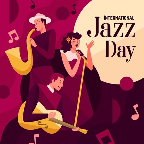 International Jazz Day, Jazz Drawing, Day Illustration, Digital Wedding Invitations, Music People, Digital Weddings, International Day, Vector Hand, Graphic Resources