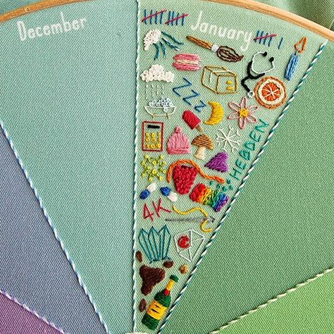 "January ✔\n\n#365project #phenologywheel #threadjournal #embroiderykit #365daysofstitching" Stitch Journal Embroidery, Embroidery Diary, Journal Embroidery, Template Embroidery, Embroidery Journal, Stitch Journal, Gratitude Diary, Book Wrap, Embroidery Book