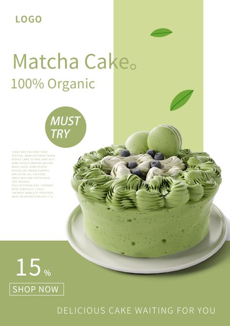 Green Gourmet Tea Cake Poster#pikbest#Templates#Poster Gourmet Cakes Design, Sweets Poster Design, Sweet Poster Design, Product Poster Ideas, Cake Poster Advertising, Cake Poster Background, Food Posters Design, Cake Advertising Poster, Cake Poster Design Ideas