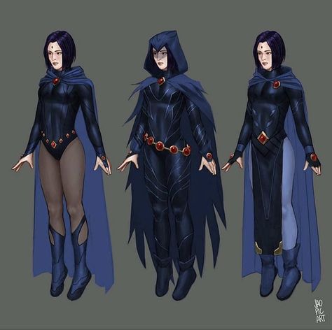 Jaopicksart on IG Raven Teen Titans Go Outfit, Teen Titans Costume, Villain Ideas, Raven Comics, Raven Outfits, Superhero Oc, Superhero Costumes Female, Raven Costume, Raven Teen Titans Go