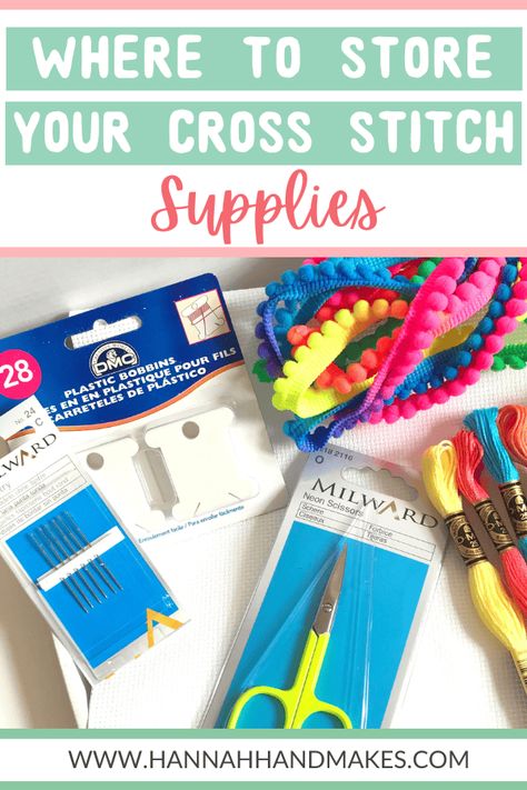 Where to Store Your Cross stitch Supplies | S3E101 - Hannah Hand Makes Cross Stitch Supply Organization, Cross Stitch Storage Ideas, Cross Stitch Organization, Cross Stitch Storage, Ikea Kallax Unit, Cross Stitch For Beginners, Needlework Ideas, Cross Stitch Tutorial, Felt Books