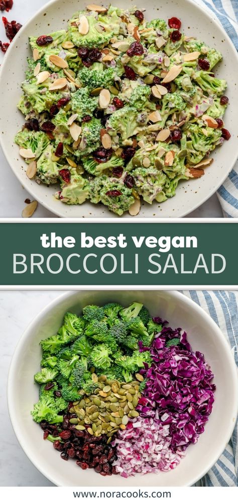 Vegan Broccoli Salad Broccoli Beet Salad, Broccoli Cabbage Salad, Vegan Cold Salad Recipes, Chopped Salad Recipes Vegan, Vegan Broccoli Salad Recipe, Kale Broccoli Salad, Vegan Cold Salad, Vegan Thanksgiving Salad, Plant Based Salad Recipes