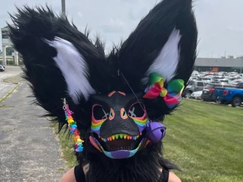 Dino Mask Ideas Free To Use, Fur Suits Cute, Rainbow Fursuit, Diy Fursuit, Dino Mask Inspiration, Raptor Masks, Dinomask Ideas, Dino Mask Fursuit Ideas, Dino Mask Ideas