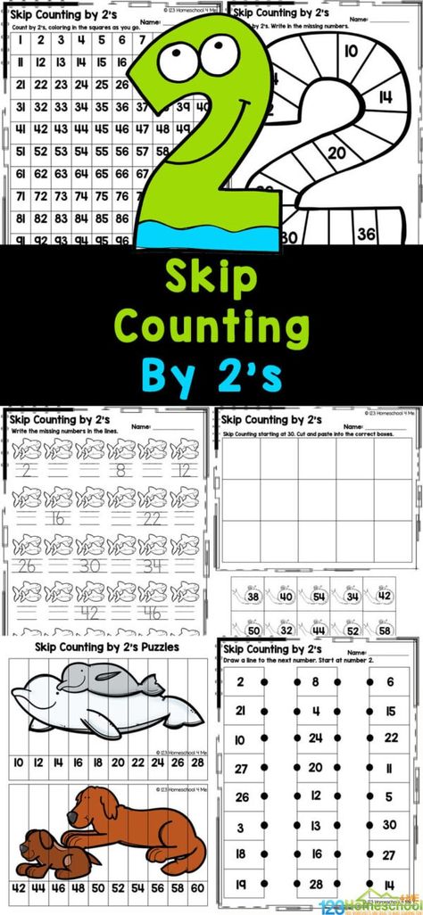 If your kindergarten and first grade students are working on counting by 2s, you will love these free printable skip counting by 2 worskheets! This pack of count by 2s worksheet pages has a variety of fun math activities to make learning fun! Counting By 2s Worksheets Free, Counting On Activities First Grade, Count By 5, Count By 2, Skip Counting Kindergarten, Skip Counting Activities, Counting By 2, Skip Counting By 2, Counting By 2's