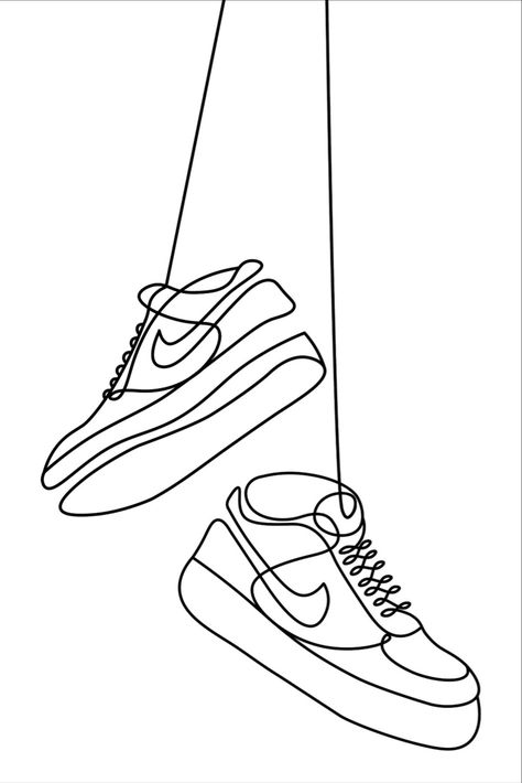 Design Shoes Drawing, Sneaker Drawing, Nike Drawing, Air Force 1 Nike, Sneakers Drawing, Desain Tote Bag, Dibujo Simple, Minimalist Sneakers, Tattoo Design Book