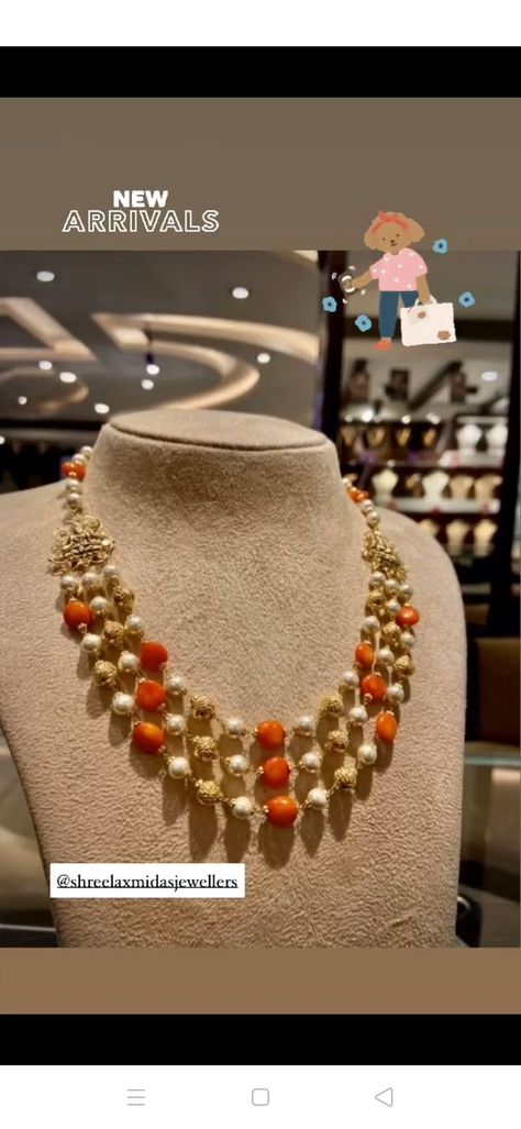 Coral Jewelry Set, Gold Temple Jewellery, Stone Bead Jewelry, Modern Gold Jewelry, Beautiful Gold Necklaces, Beaded Jewelry Necklaces, Pearl Necklace Designs, Jewelry Set Design, Antique Bridal Jewelry