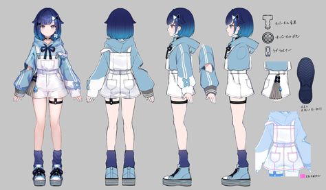 VTUBER IDEA LABS Iroha Isshiki, Blender Character Modeling, Vtuber Design, Madoka Kaname, Character Reference Sheet, Yahari Ore No Seishun, Character Turnaround, Vtuber Model, Adopt Idea