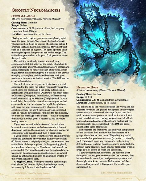 D&d Homebrew Spells, Dnd Ghoul, Dnd Ghost, Necromancy Spells, Cloud Giant, Dnd Spells, Haunting Hour, Dnd Homebrew, D D Classes