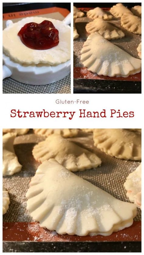 Gluten Free Hand Pies Crust Recipe, Gf Hand Pies, Dessert Easy Recipes, Pocket Recipes, Berry Pies, Strawberry Hand Pies, Strawberry Gluten Free, Cherry Hand Pies, Gluten Free Gifts