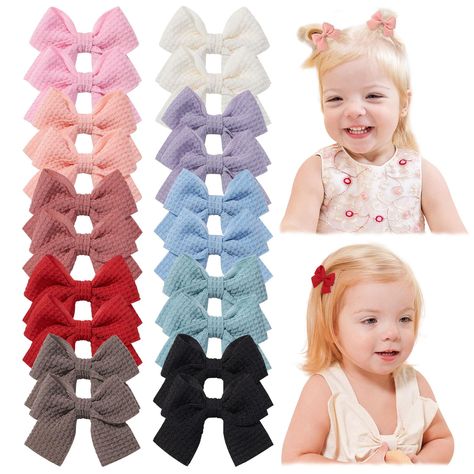 PRICES MAY VARY. Rustic Color Style: 10 different neutral colors comes in pair. Each color is gorgeous and has such a fun variety of bright colors, muted colors, normal colors, and the bows hold up very well. Mini Size: 2 inch bows made from soft waffle fabric, it's a special point to use these in girls' pony, pigtails. The small perfect size is simply adorable, and the alligator clip makes it lightweight and easy to get on, she doesn't even know it's on! Bows Shape: These clip bows are so cute, 1 Year Baby, Waffle Fabric, Baby Hair Clips, Rustic Colors, Hair Clips Girls, Girls Bows, Bow Clips, Baby Hair