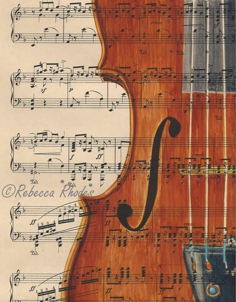 Sheet Music Violin, Sheet Music Artwork, Violin Painting, Sheet Music Crafts, Music Violin, Violin Art, Instruments Art, Sheet Music Art, Afrique Art