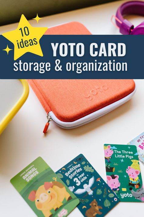 If you've gotten a lot of Yoto cards in your collection, you need somewhere to store them all! Here are some Yoto card storage ideas. Yoto Player Hacks, Yoto Card Storage Diy, Yoto Card Storage, Card Storage Ideas, Diy Trading Cards, Yoto Cards, Yoto Player, Card Holder Diy, Trading Card Ideas