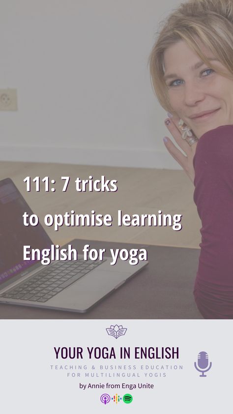 NEW PODCAST EPISODE! Everyone’s learning process is different. Whatever your learning strategy looks like, it can be that you • feel alone • don’t have anyone to share your progress with • feel overwhelmed with all the resources available • don’t know which is right for you • don’t know where to start or how to continue. In this training, I want to share with you 7 ways to optimise learning English for yoga! Listen here: https://anchor.fm/engaunite Yoga Teaching, Teach Yoga, Teaching Business, Online Learning Platform, Yoga Business, Teaching Skills, Podcast On Spotify, Teaching Yoga, Learning Strategies