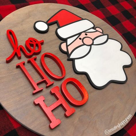 Santa Ho Ho Ho sign | 16" Santa Sign | Santa Clause | Christmas Decor Ho Ho Ho Sign, Xmas Signs, Santa Ho Ho Ho, Laser Engraved Ideas, Wood Stain Colors, Christmas Wood Crafts, Cnc Projects, Santa Clause, Gravure Laser