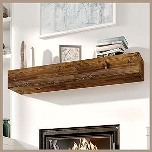 Mantel Without Fireplace, Fireplace Wood Mantle, Mantels Ideas Fireplace, Wood Mantles, Fireplace Mantle Shelf, Floating Fireplace Mantel, Mantle Art, Oak Mantle, Floating Fireplace