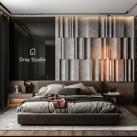 Gray studio on Instagram: "bedroom  #bedroomdesign #homedesign #interiordecor" Goa Bungalow, Simple Luxury Bedroom, Tv Wall Design Modern, Modern Wall Design, Tv Wall Design Modern Luxury, Modern Luxury Bedroom Design, 2024 Bedroom, Bed Back Design, Instagram Bedroom