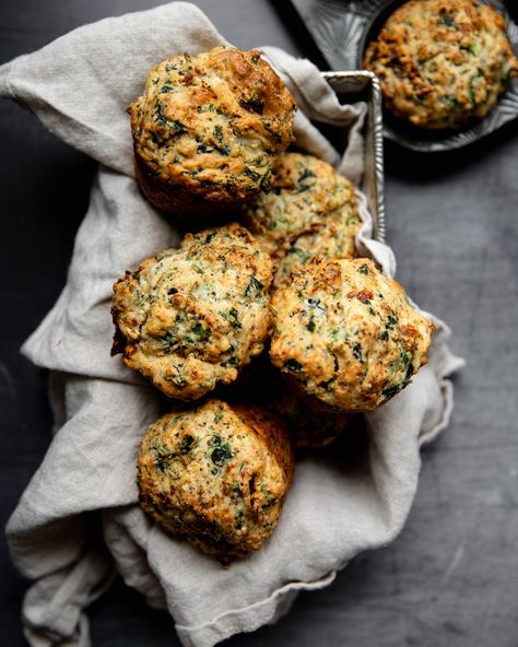 Mediterranean Savory Muffins {with feta, spinach} - Cosette's Kitchen Savory Breakfast Muffins Healthy, Spinach Feta Muffins, Savory Muffins Breakfast, High School Dance Team, Savory Breakfast Muffins, School Dance Team, Jammy Eggs, Spinach Bread, Savoury Muffins